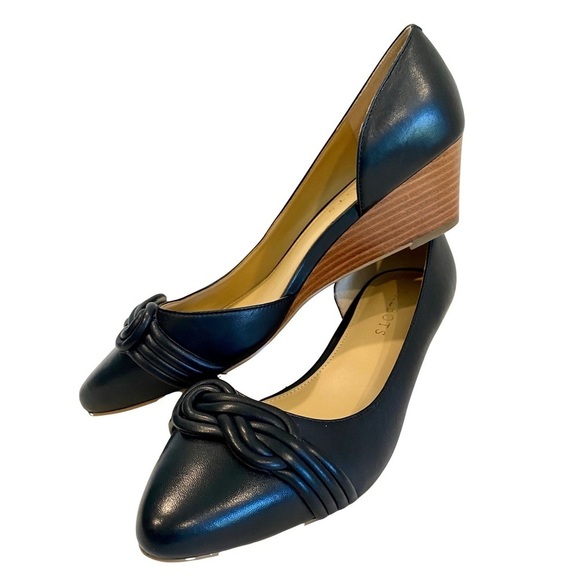 Talbots Laney D'Orsay Wedge Black Knot Shoes Career Office Size 7.5 - Picture 4 of 14